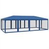 vidaXL Carpa para fiestas con 12 paredes de malla HDPE azul 8x4 m