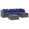 vidaXL Set de sof&aacute;s de jard&iacute;n 5 piezas y cojines rat&aacute;n sint&eacute;tico gris