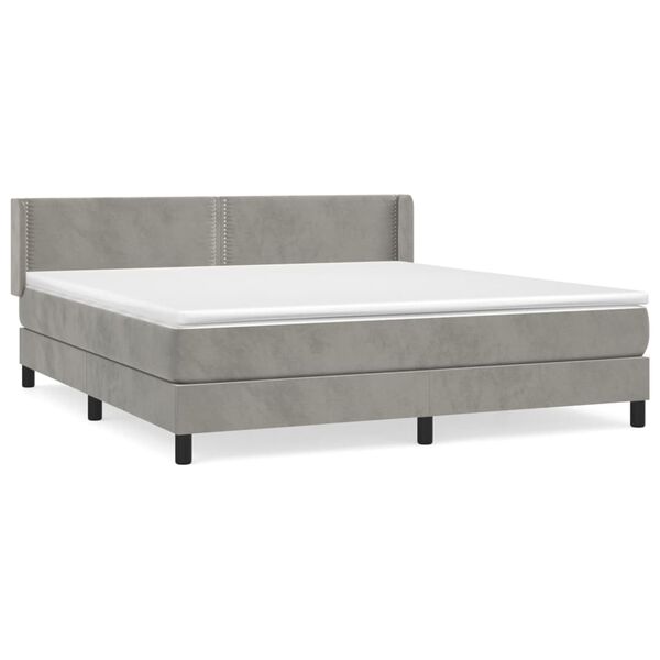 vidaXL Cama box spring con colch&oacute;n terciopelo gris claro 180x200 cm