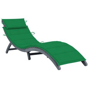 vidaXL Tumbona con coj&iacute;n madera maciza de acacia gris