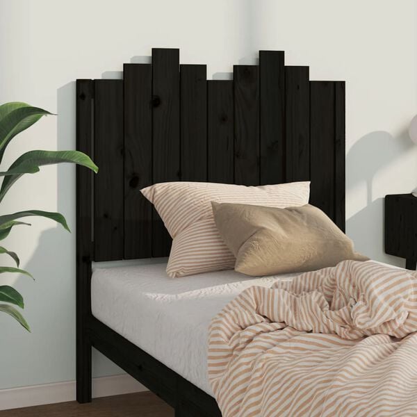 vidaXL Cabecero de cama madera maciza de pino negro 96x4x110 cm