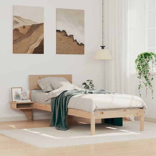 vidaXL Estructura de cama Marrón 75 x 190 cm Madera de pino macizo
