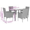 vidaXL Set comedor jard&iacute;n 5 pzas cojines rat&aacute;n sint&eacute;tico vidrio blanco