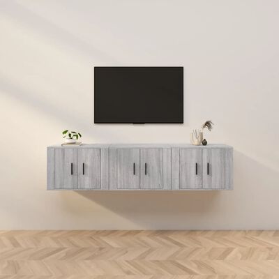 vidaXL Muebles para TV de pared 3 uds gris Sonoma 57x34,5x40 cm