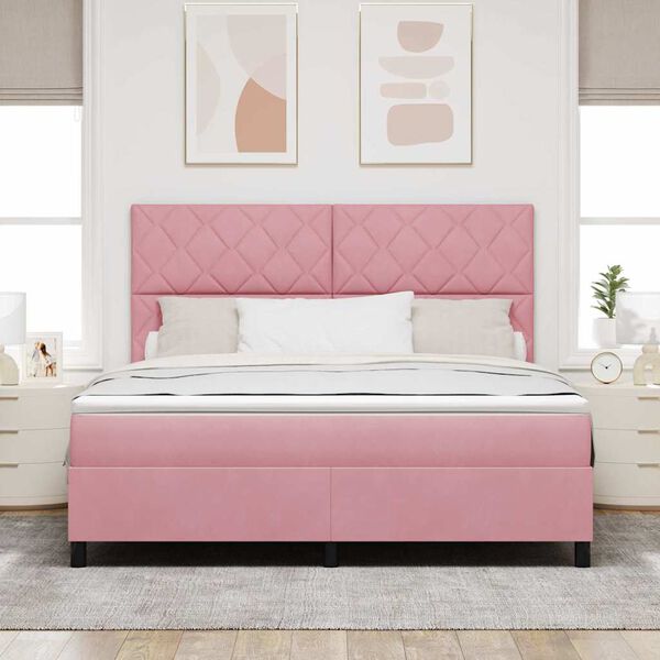 vidaXL Cama tipo Box Spring con colch&oacute;n Rosa 180 x 200 cm tela