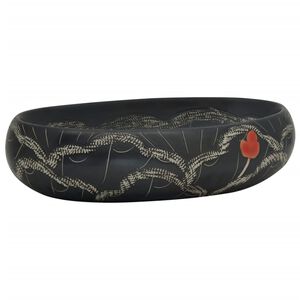 vidaXL Lavabo sobre encimera ovalado cer&aacute;mica negro 59x40x15 cm
