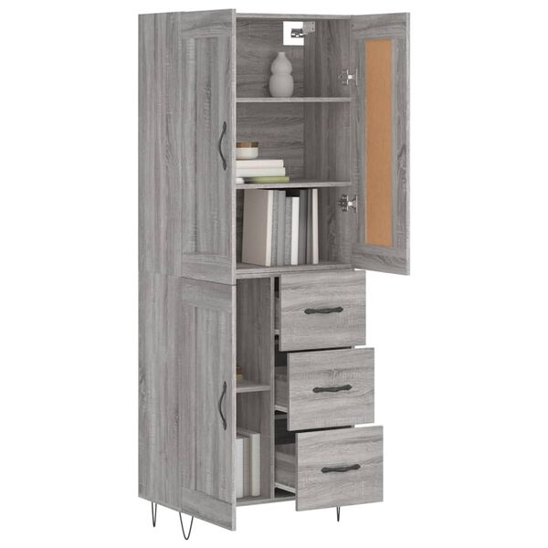 vidaXL Aparador alto madera contrachapada gris sonoma 69,5x34x180 cm