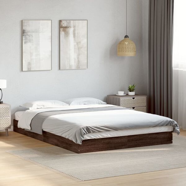 vidaXL Estructura de cama sin colch&oacute;n madera marr&oacute;n roble 120x190 cm