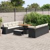 vidaXL Conjunto de sofá de jardín 11 pcs Negro ratán sintético