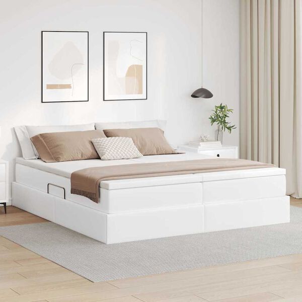 vidaXL Cama con almacenamiento y colch&oacute;n 200 x 200 cm Cuero sint&eacute;tico