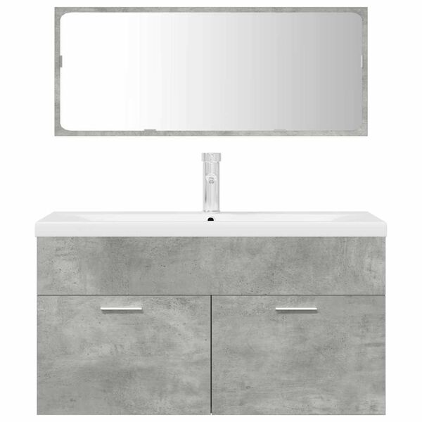 vidaXL Set muebles de ba&ntilde;o 2 piezas madera contrachapada gris hormig&oacute;n