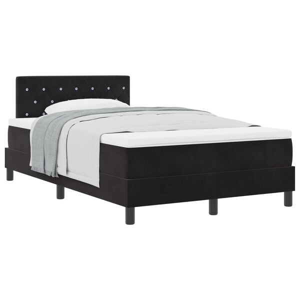 vidaXL Cama tipo Box Spring con colch&oacute;n Negro 120 x 190 cm Terciopelo
