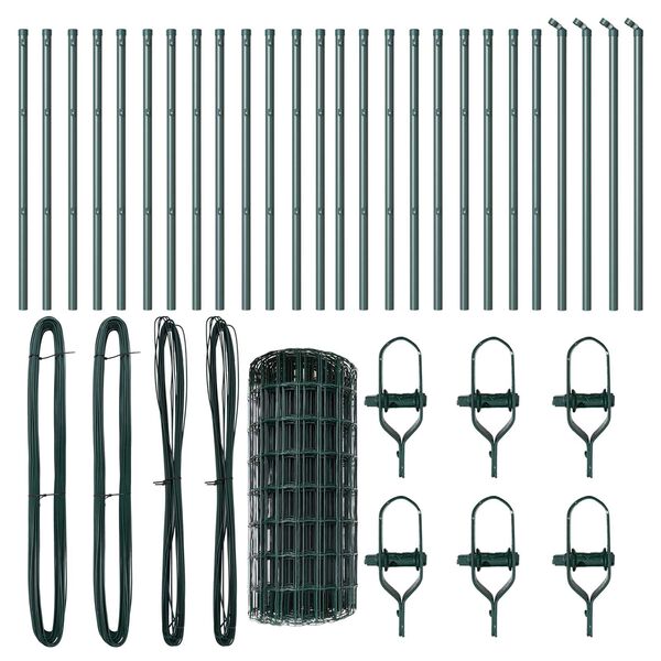 vidaXL Valla con Poste Verde 0,4 x 50 m Acero y PVC