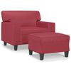 vidaXL Sill&oacute;n con taburete cuero sint&eacute;tico rojo tinto 60 cm