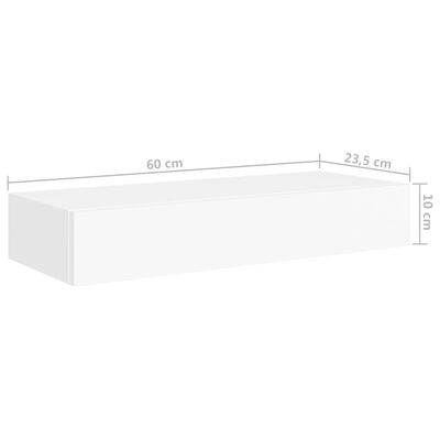 vidaXL Estante con cajón de pared MDF blanco 60x23,5x10 cm