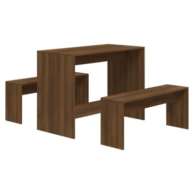 vidaXL Juego de comedor 3 piezas madera ingeniería marrón roble
