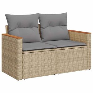 vidaXL Sof&aacute; de jard&iacute;n con cojines de 2 plazas rat&aacute;n sint&eacute;tico beige