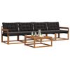 vidaXL Conjunto de sof&aacute;s de exterior con coj&iacute;n 5 pcs Natural y negro