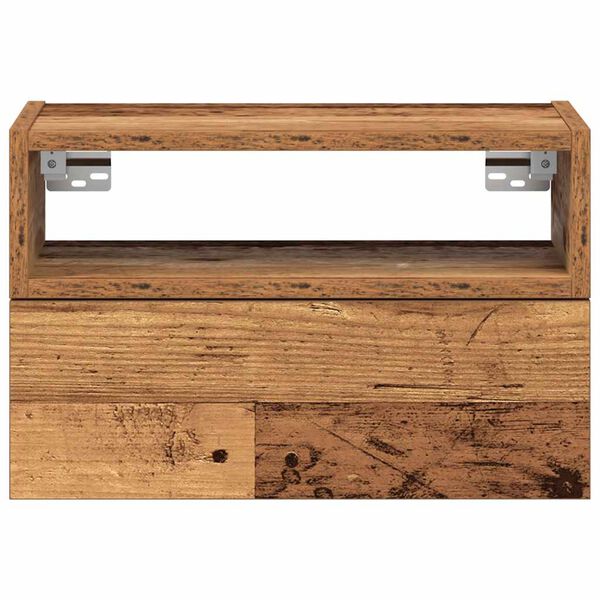 vidaXL Mesita de noche de pared madera vieja 45x26x28,5 cm