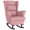 vidaXL Mecedora con respaldo alto de terciopelo rosa y madera maciza