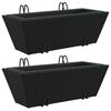 vidaXL Jardineras con ganchos 2 unidades rat&aacute;n sint&eacute;tico negro