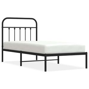 vidaXL Estructura cama sin colch&oacute;n con cabecero metal negro 90x190 cm