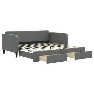 vidaXL Sof&aacute; cama nido con cajones tela gris oscuro 90x190 cm