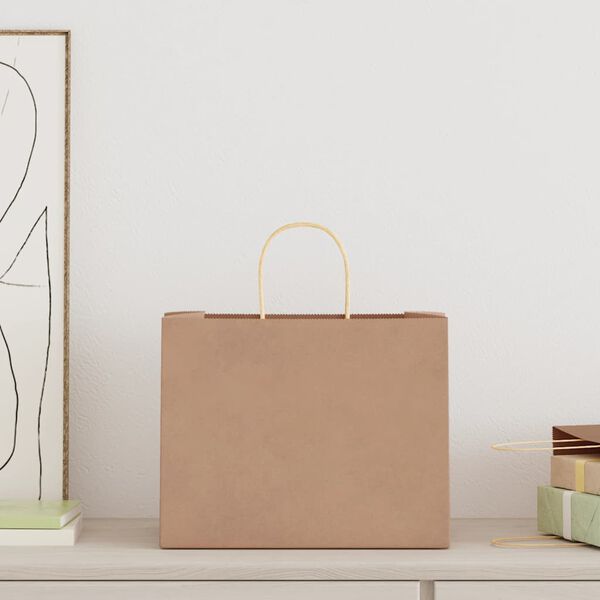 vidaXL Bolsas de papel con asas 50 uds marr&oacute;n 32x22x24 cm
