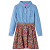 vidaXL Vestido infantil de manga larga azul marino y vaquero 116