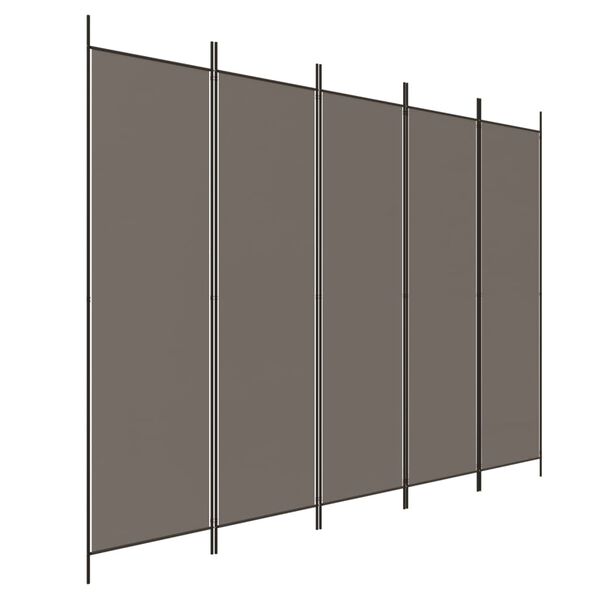vidaXL Biombo divisor de 5 paneles de tela gris antracita 250x220 cm