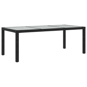 vidaXL Mesa jard&iacute;n vidrio templado rat&aacute;n sint&eacute;tico negra 190x90x75 cm