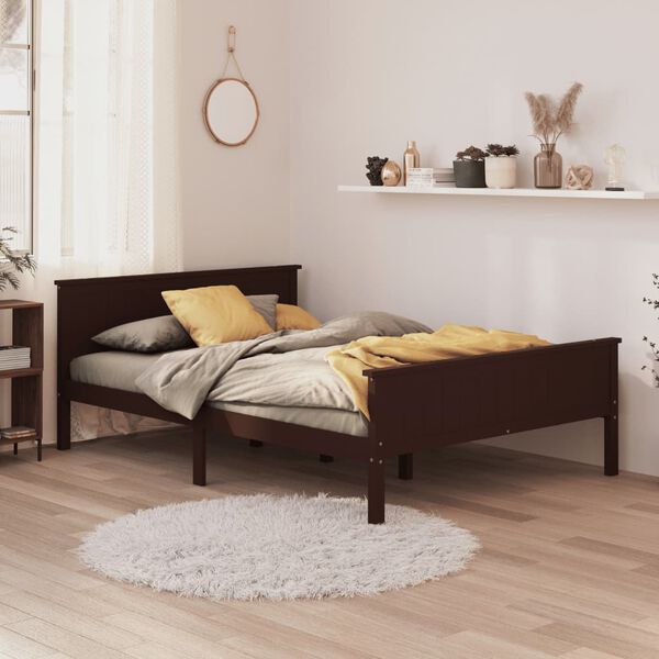vidaXL Estructura cama sin colchón madera pino marrón oscuro 120x200cm