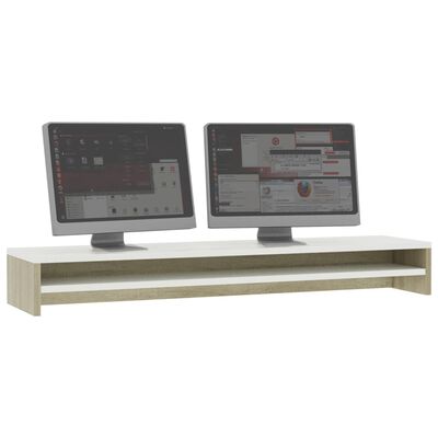 vidaXL Soporte mesa pantalla contrachapada blanco y roble 100x24x13cm