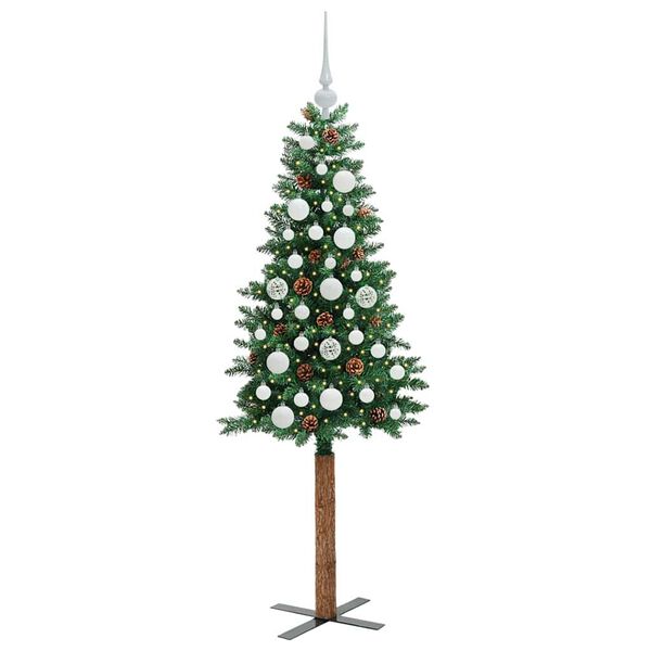 vidaXL &Aacute;rbol de Navidad Delgado con 150 LED con soporte Verde 150 cm