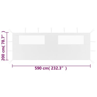 vidaXL Pared lateral de cenador con ventanas blanco 6x2 m