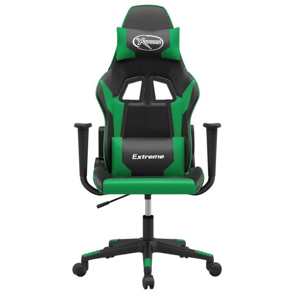 vidaXL Silla gaming de masaje cuero sint&eacute;tico negro y verde