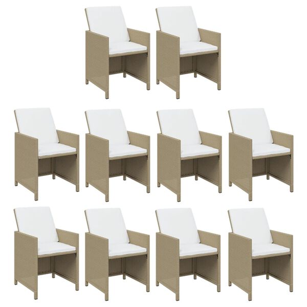vidaXL Set comedor de jard&iacute;n 15 pzas con cojines rat&aacute;n sint&eacute;tico beige