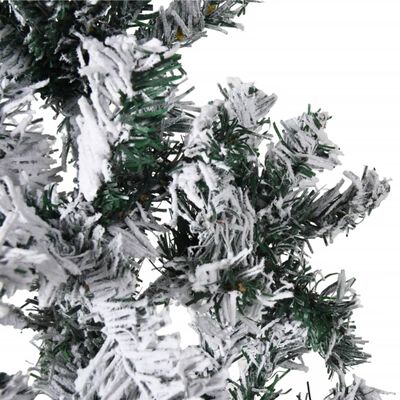 vidaXL Mitad árbol Navidad artificial delgado con nieve 180 cm