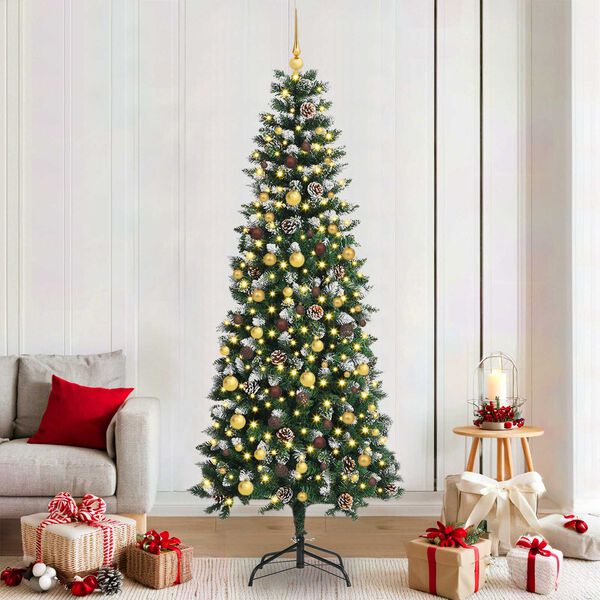 vidaXL &Aacute;rbol de Navidad artificial Verde 210 cm PVC, Pl&aacute;stico y Acero