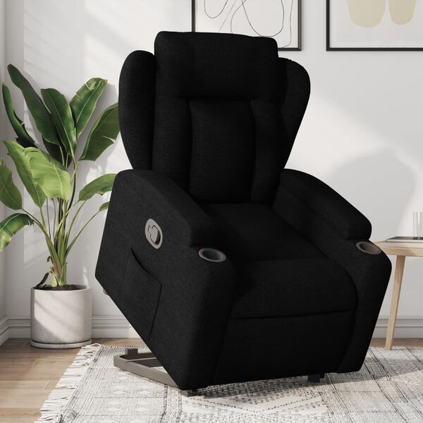 vidaXL Sill&oacute;n reclinable elevable tela negro