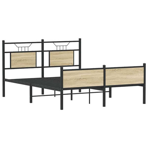 vidaXL Estructura de cama sin colch&oacute;n madera roble Sonoma 150x200 cm