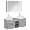 vidaXL Juego de muebles de ba&ntilde;o 4 uds. Sonoma gris