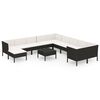 vidaXL Set muebles de jard&iacute;n 12 pzas y cojines rat&aacute;n sint&eacute;tico negro
