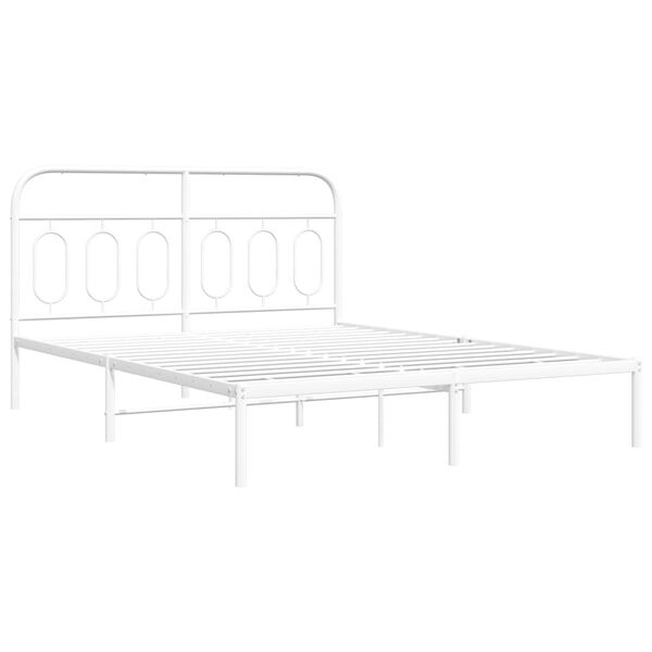 vidaXL Estructura cama sin colch&oacute;n con cabecero metal blanco 140x190cm
