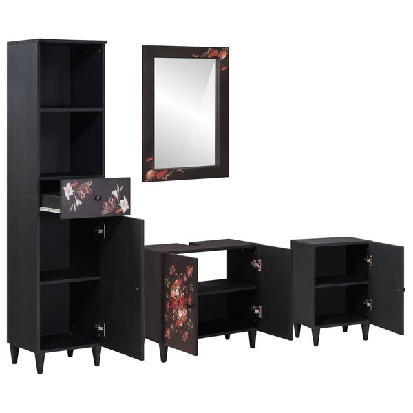 vidaXL Juego de Muebles de Ba&ntilde;o con caj&oacute;n 4 pcs Madera de mango maciza