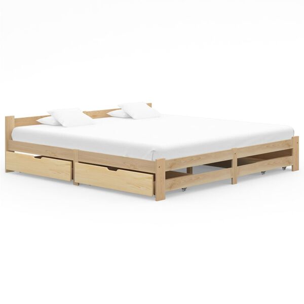 vidaXL Estructura de cama con 2 cajones madera maciza pino 200x200 cm