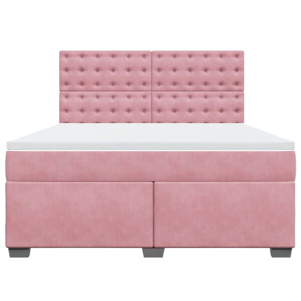 vidaXL Cama box spring con colch&oacute;n terciopelo rosa 180x200 cm