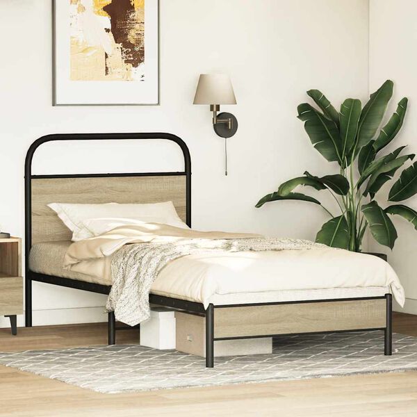 vidaXL Estructura de cama sin colchón 75x190 cm madera roble Sonoma