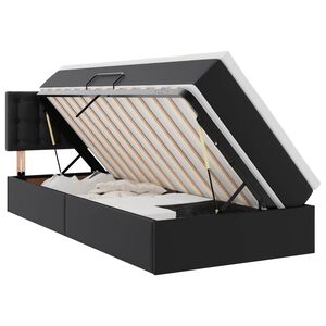 vidaXL Cama con almacenamiento y LED Negro 90 x 190 cm Cuero sint&eacute;tico