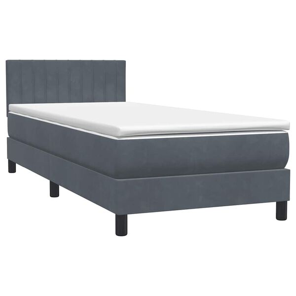 vidaXL Cama box spring con colch&oacute;n terciopelo gris oscuro 80x220 cm